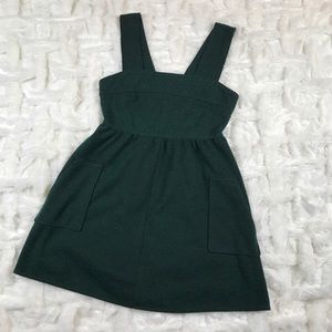 Forest green overall dress with pockets